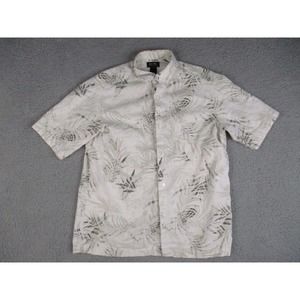 Axcess Shirt Mens Large Beige Floral Button Down Hawaiian A Claiborne Company‎